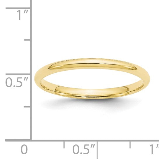 10k Yellow Gold 2mm Lightweight Comfort Fit Wedding Band Size 8.5