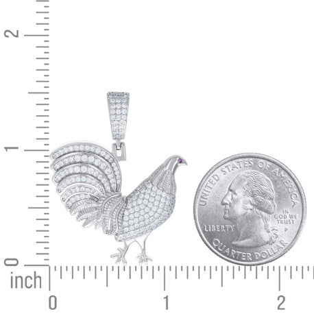 Sterling Silver Moissanite Rooster Pendant