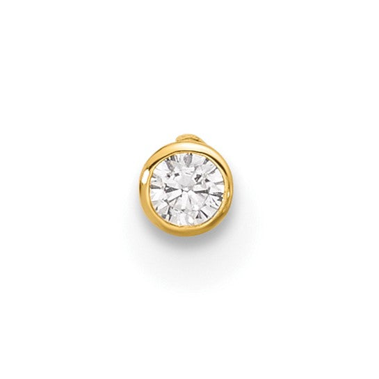 14k 21 Gauge Polished CZ Bezel Nose Stud