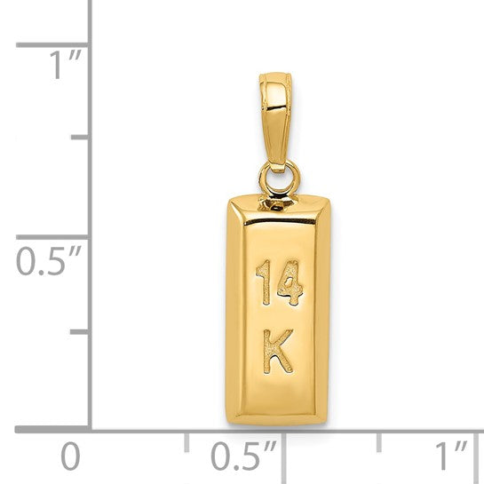 14K 3D Gold Bar Pendant