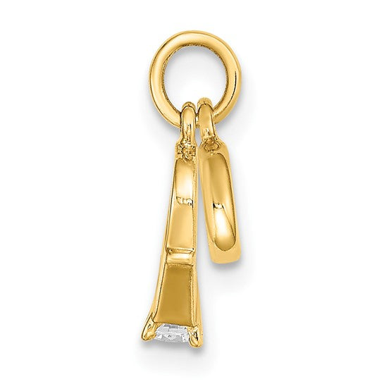 14K CZ Mini 3-D Wedding Rings Charm