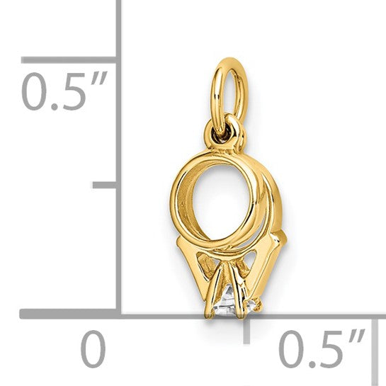 14K CZ Mini 3-D Wedding Rings Charm