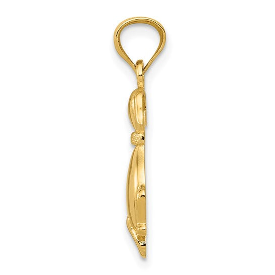 14K Yellow Polished Sitting Dog Back Charm