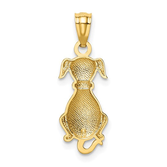14K Yellow Polished Sitting Dog Back Charm