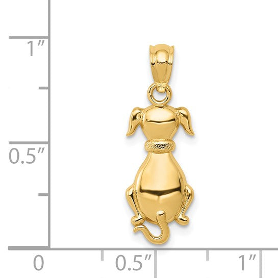 14K Yellow Polished Sitting Dog Back Charm