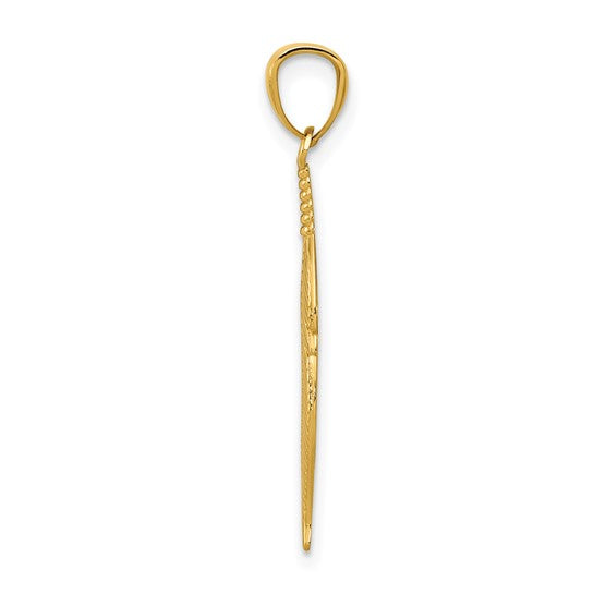 14K Feather Pendant