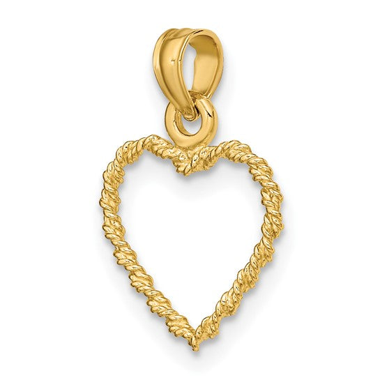 14K Yellow 3-D Heart Charm