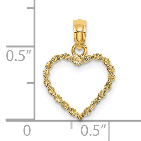 14K Yellow 3-D Heart Charm