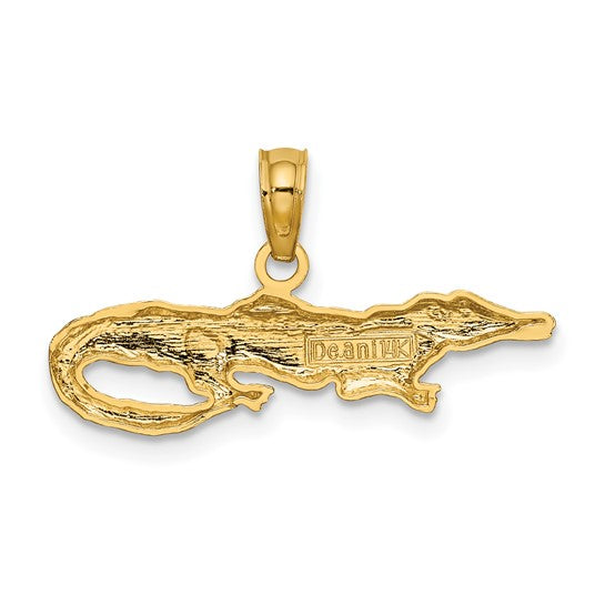 14K Yellow & White Rhodium 2-D Alligator Charm