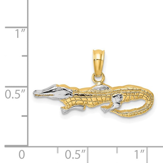 14K Yellow & White Rhodium 2-D Alligator Charm