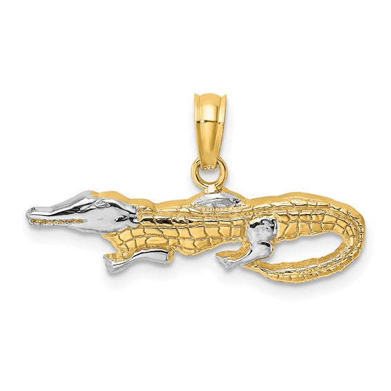 14K Yellow & White Rhodium 2-D Alligator Charm