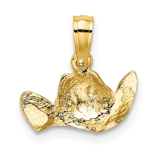 14K Yellow & White Rhodium Cowboy Hat Charm