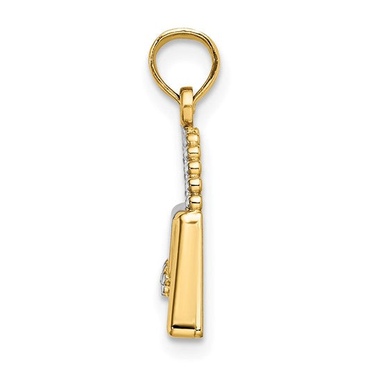 14K & White Rhodium Purse Charm