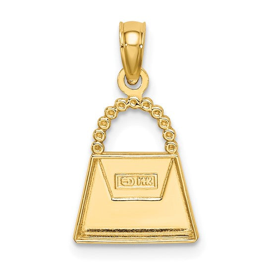 14K & White Rhodium Purse Charm