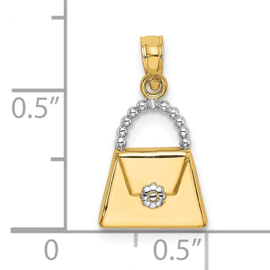 14K & White Rhodium Purse Charm