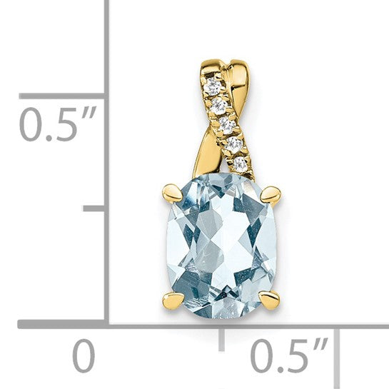 10K Yellow Gold Aquamarine & Diamond Pendant