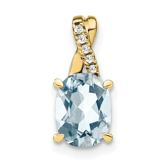 10K Yellow Gold Aquamarine & Diamond Pendant