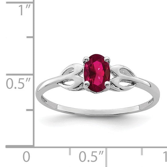 Sterling Silver Rhodium-plated Created Ruby Ring