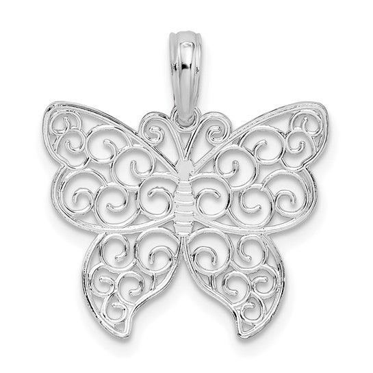 Sterling Silver Filigree Wing Butterfly Charm