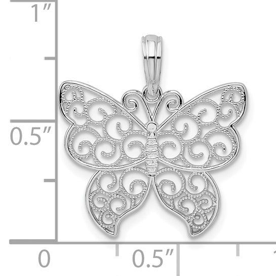 Sterling Silver Filigree Wing Butterfly Charm