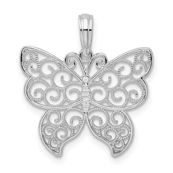 Sterling Silver Filigree Wing Butterfly Charm