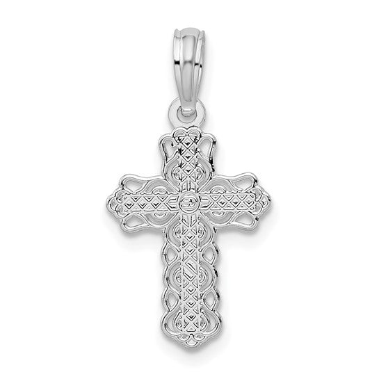 Sterling Silver Lace Trim Cross Charm