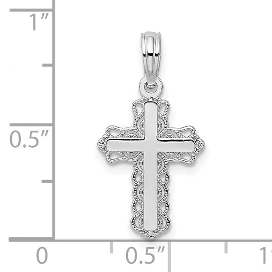 Sterling Silver Lace Trim Cross Charm
