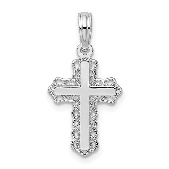Sterling Silver Lace Trim Cross Charm