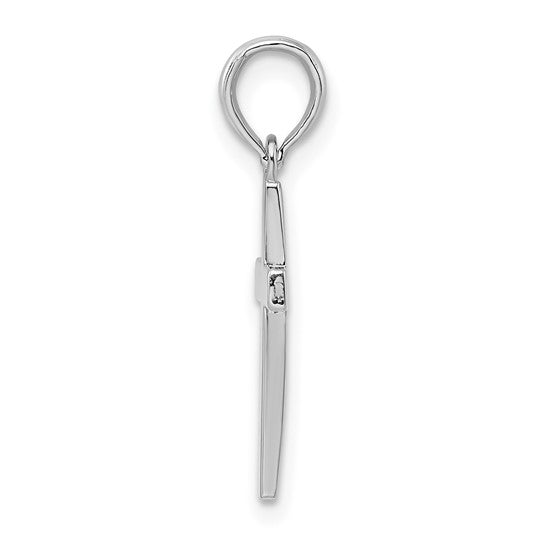 sterling Silver Rhodium Plated Polished Cross Charm