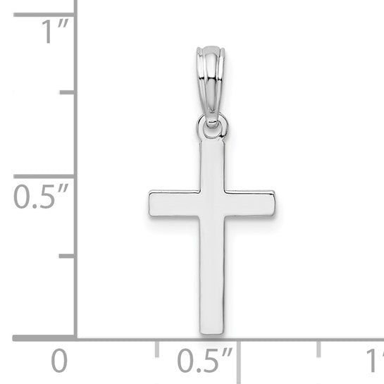 sterling Silver Rhodium Plated Polished Cross Charm