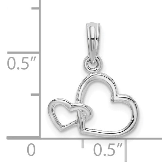 Sterling Silver Intertwined Double Hearts Charm