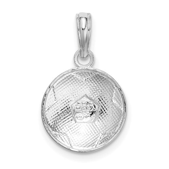 Sterling Silver Rhodium-Plated & Textured Soccer Ball Charm