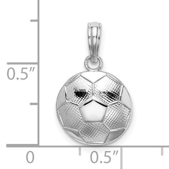 Sterling Silver Rhodium-Plated & Textured Soccer Ball Charm