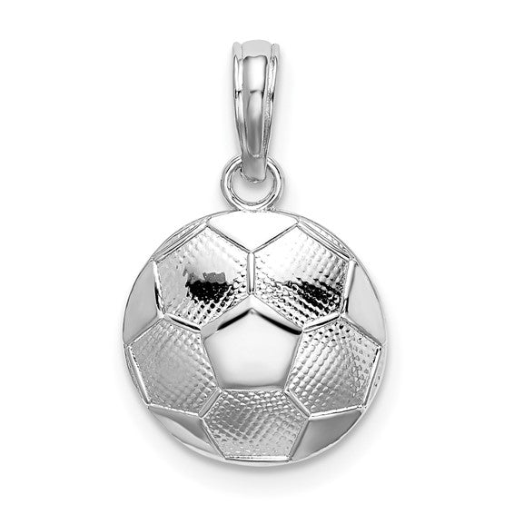 Sterling Silver Rhodium-Plated & Textured Soccer Ball Charm