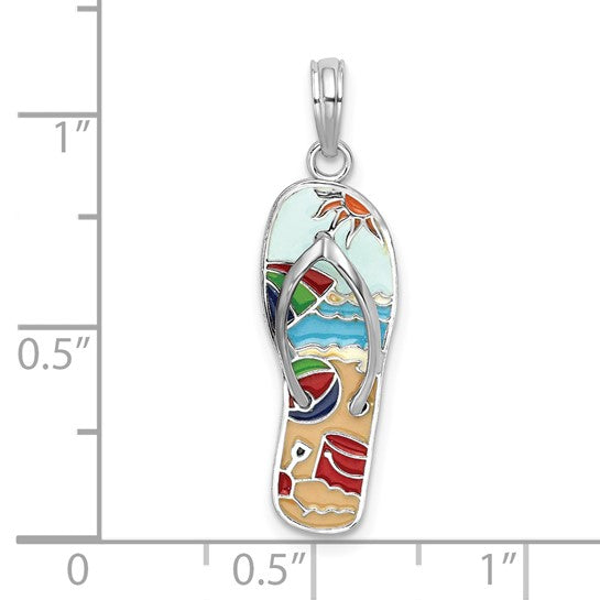 Sterling Silver 3D Flip Flop Charm