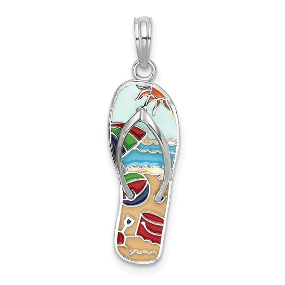 Sterling Silver 3D Flip Flop Charm