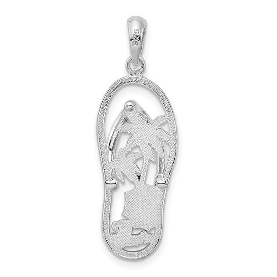 Sterling Silver Beach Scene Flip-Flop Charm