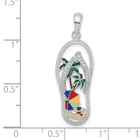Sterling Silver Beach Scene Flip-Flop Charm