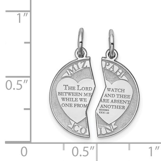 Sterling Silver Rhodium-Plated Break Apart Mizpah Charm