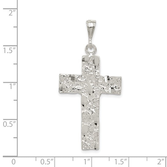 Sterling Silver Nugget Cross Charm