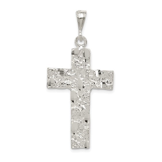 Sterling Silver Nugget Cross Charm