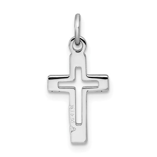 Sterling Silver Platinum-Plated Cross Charm