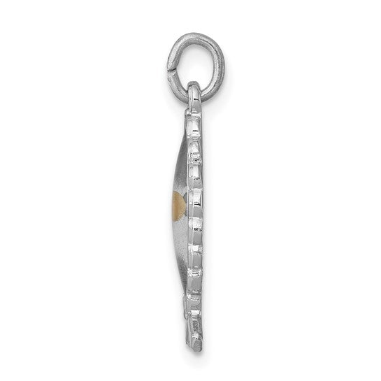 Sterling Silver Epoxy Ichthus With Mustard Seed Charm