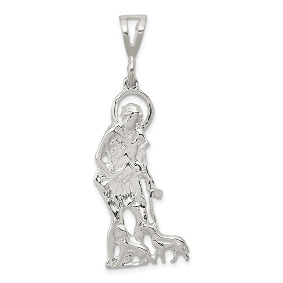 Sterling Silver Polished & Textured St. Lazarus Charm