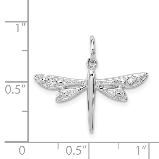 Sterling Silver CZ Dragonfly Charm