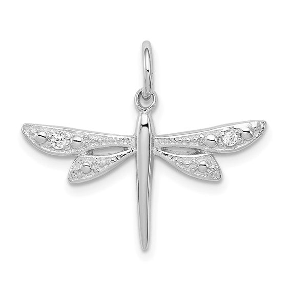 Sterling Silver CZ Dragonfly Charm
