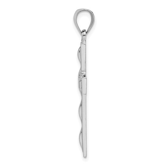 Sterling Silver Rhodium-plated Polished Cross Charm