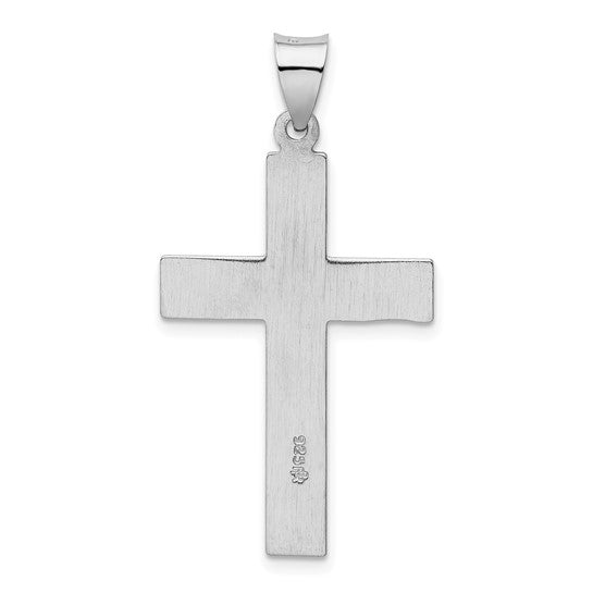 Sterling Silver Rhodium-plated Polished Cross Charm