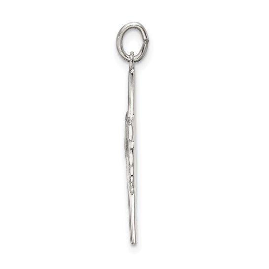 Sterling Silver Polished and Satin Draped Cross Charm