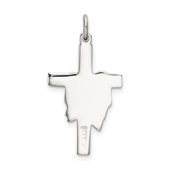 Sterling Silver Polished and Satin Draped Cross Charm